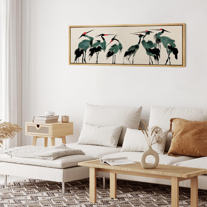 «Crane Heron Bird», impression sur toile très grande, Impression encadrée flottante sans passe-partout, H 20 po x l 60 po