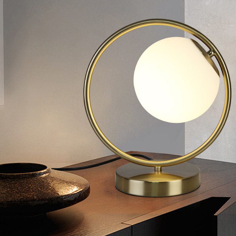 Petite lampe de table en laiton brossé à 1 lumière pour lampe de table de chevet