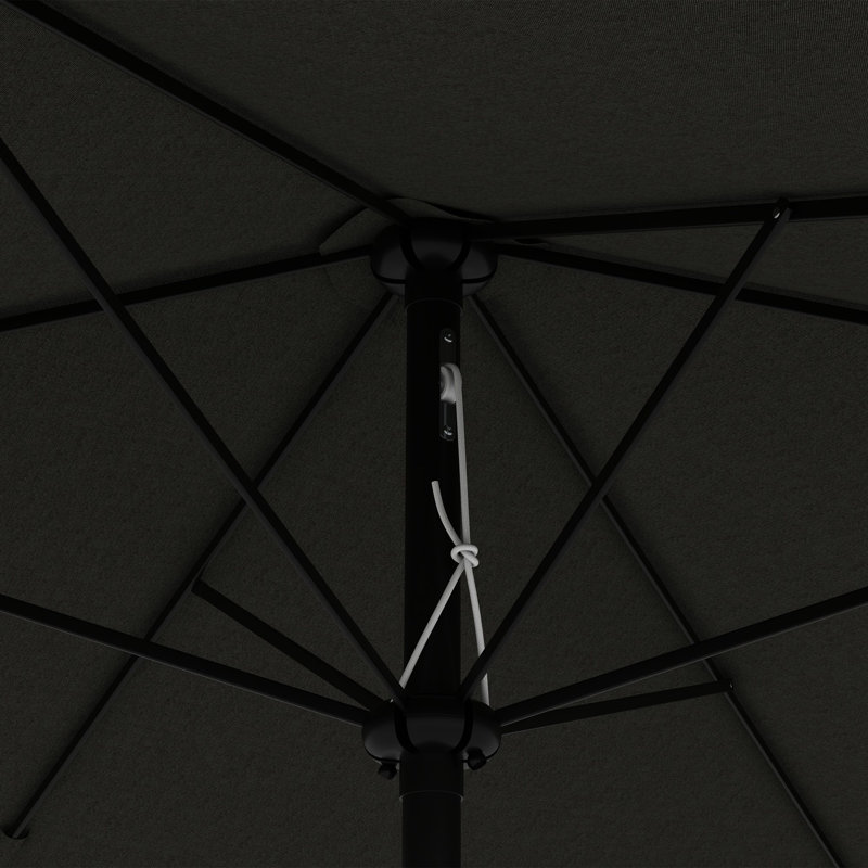 Parasol rectangulaire gris foncé de 6,5 pi x 10 pi. Ample abri de table pour l'extérieur. Protégé. Manivelle sans effort et inclinaison réglable. Évent pour construction stable