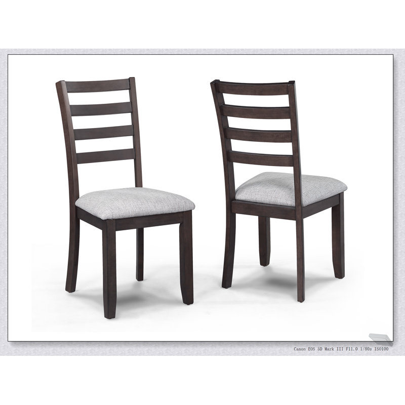 Chaises de salle à manger à dossier échelle en bois riche contemporain 2 pièces, gris et brun, assise élégante et confortable