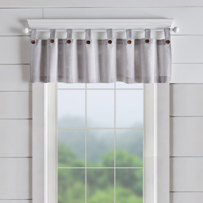 Liviana Cotton Striped Tailored Window Valance, Gray