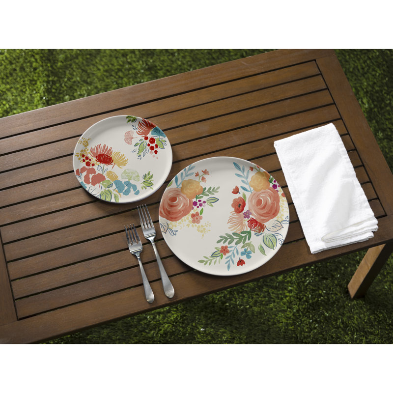 Assiette plate en mélamine 10,5 po, essence florale