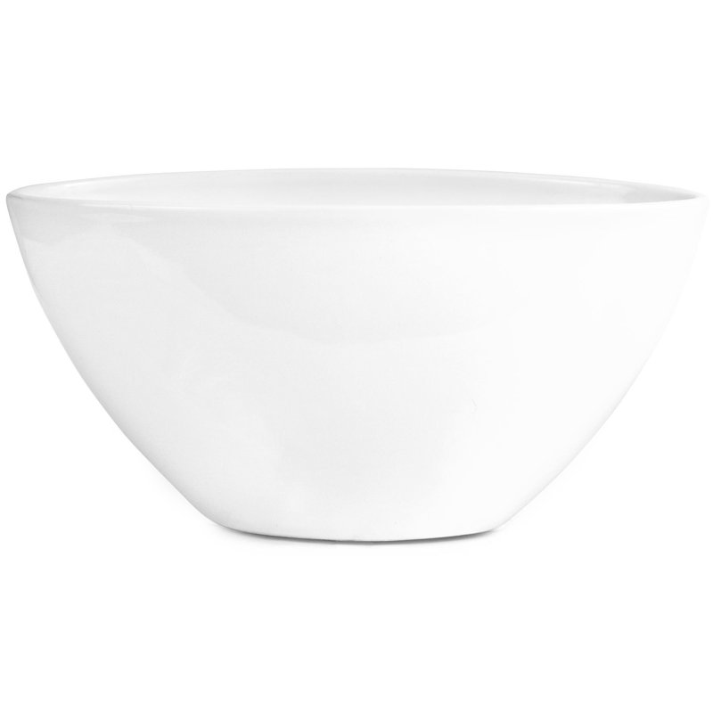 Glazed White Boat Shaped Bowl, 9.4"