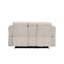 Causeuse en chenille gris clair avec console