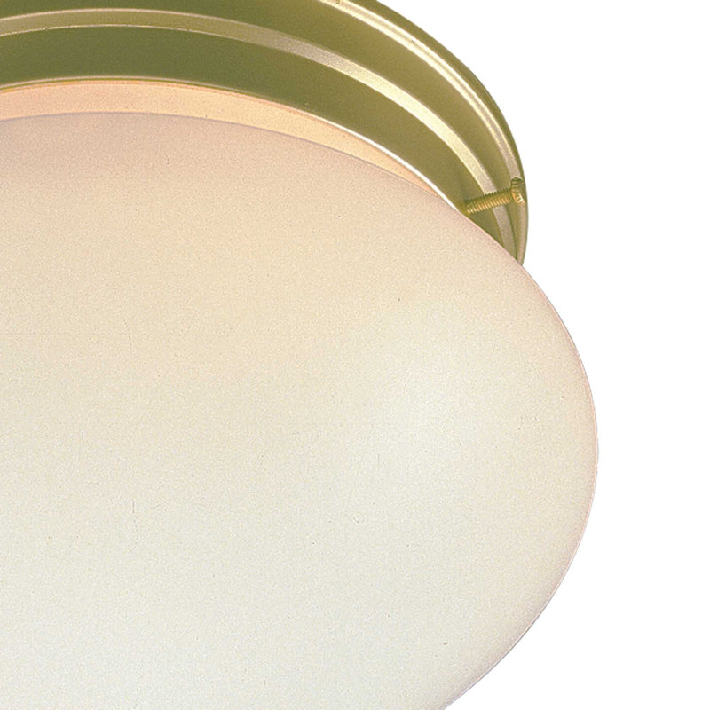 2-Light 9"W Indoor Polished Brass Round Flush Mount with White Glass, Polished Brass