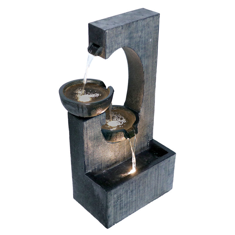 Handcrafted Outdoor Cascade Fountain with Lights
