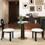 Table ronde de 85 cm en verre trempé avec pieds en bois noir et base en métal doré, rendant votre espace plus invitant, idéal pour un usage domestique, assemblage rapide