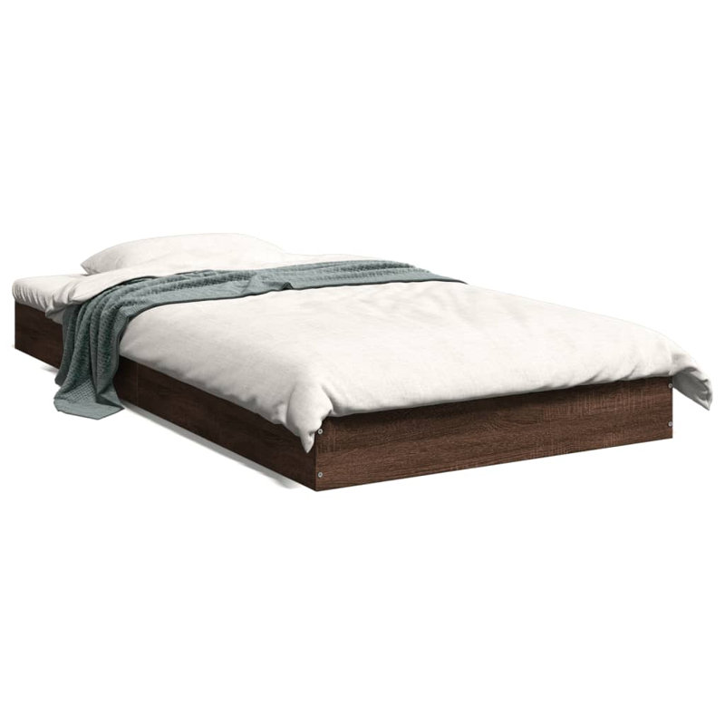 Vidaxl Bed Frame Engineered Wood, Small Single (2'6), Brown Oak