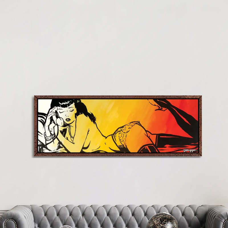 Phone by JRuggs - Panoramic Print on Canvas, 152.4 cm H x 50.8 cm W, Classic Brown Wood Framed