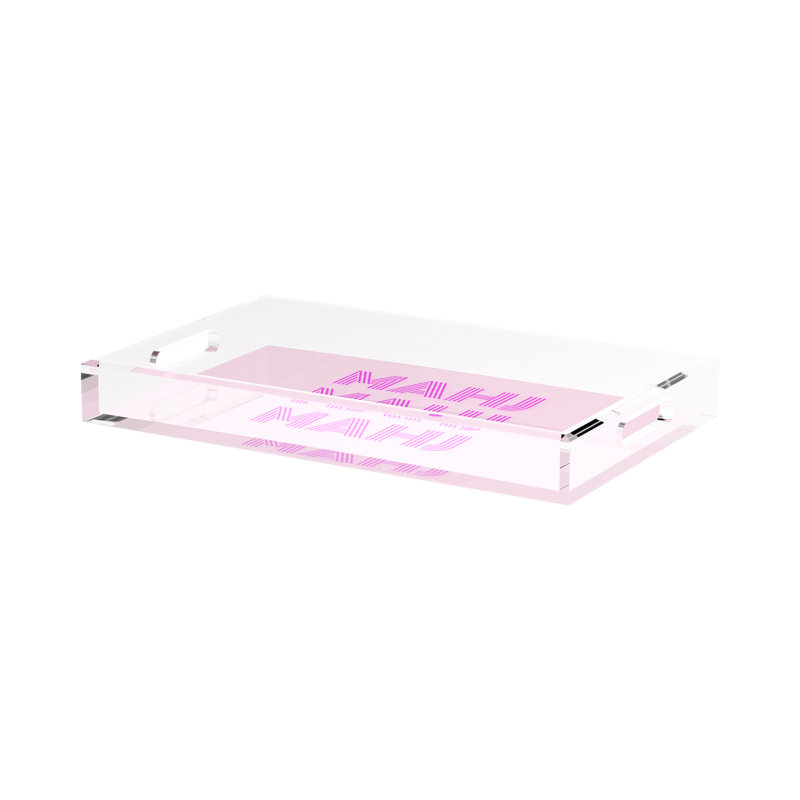 Mahjong Acrylic Decorative Tray, Rectangle, 17"W x 10.5"D x 2"H, Pink