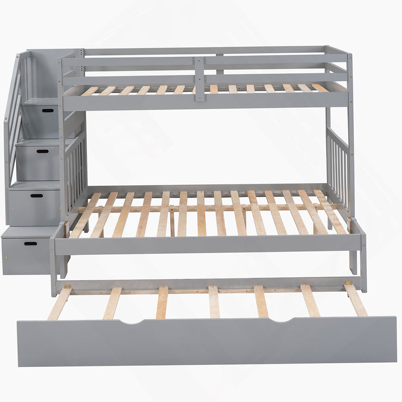 Lit mezzanine avec lit gigogne en bois