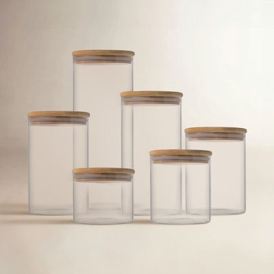 JoyJolt 6-Piece Glass Storage Jars with Airtight Lids