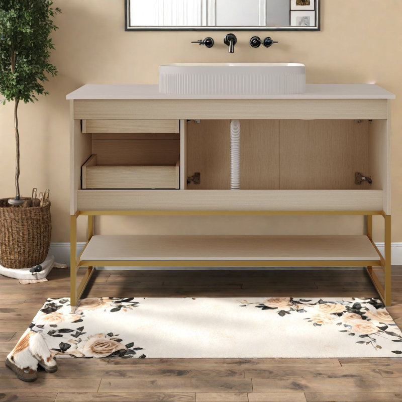 dans les meubles-lavabos (doit inclure le meuble-lavabo et le lavabo) avec rangement