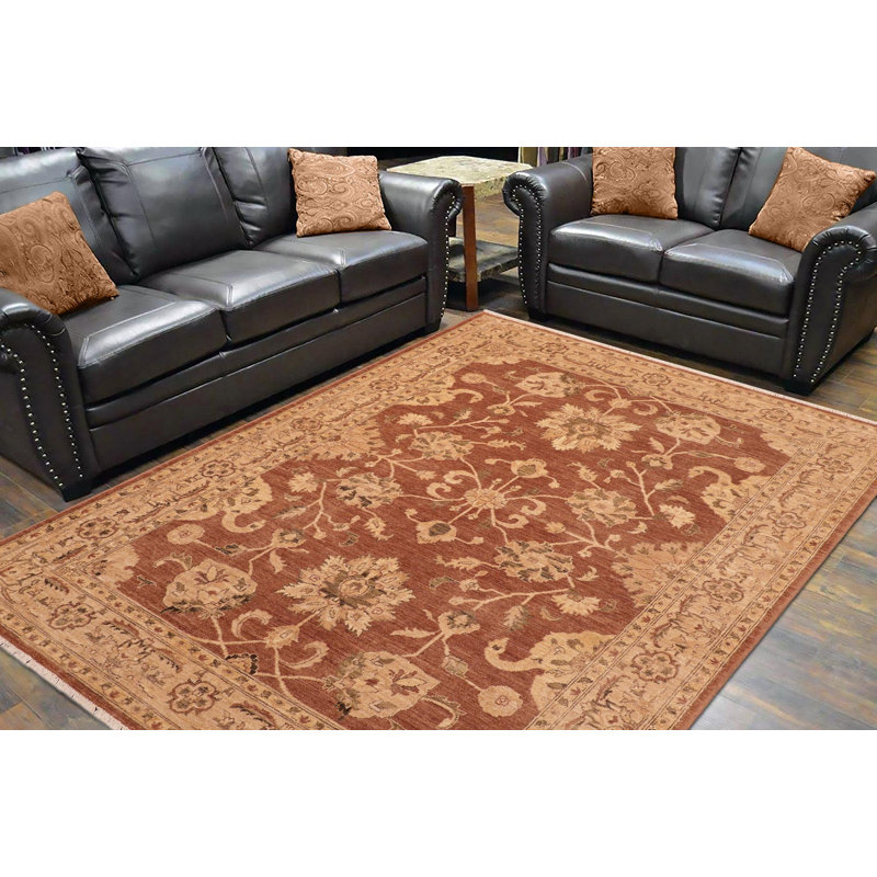 Tapis brun en laine noué à la main 7 pi 11 po x 9 pi 2 po Baccio Moroccan