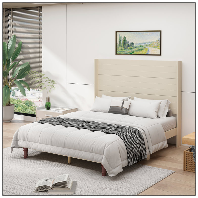 Lit pour chambre à coucher, Grand, Beige