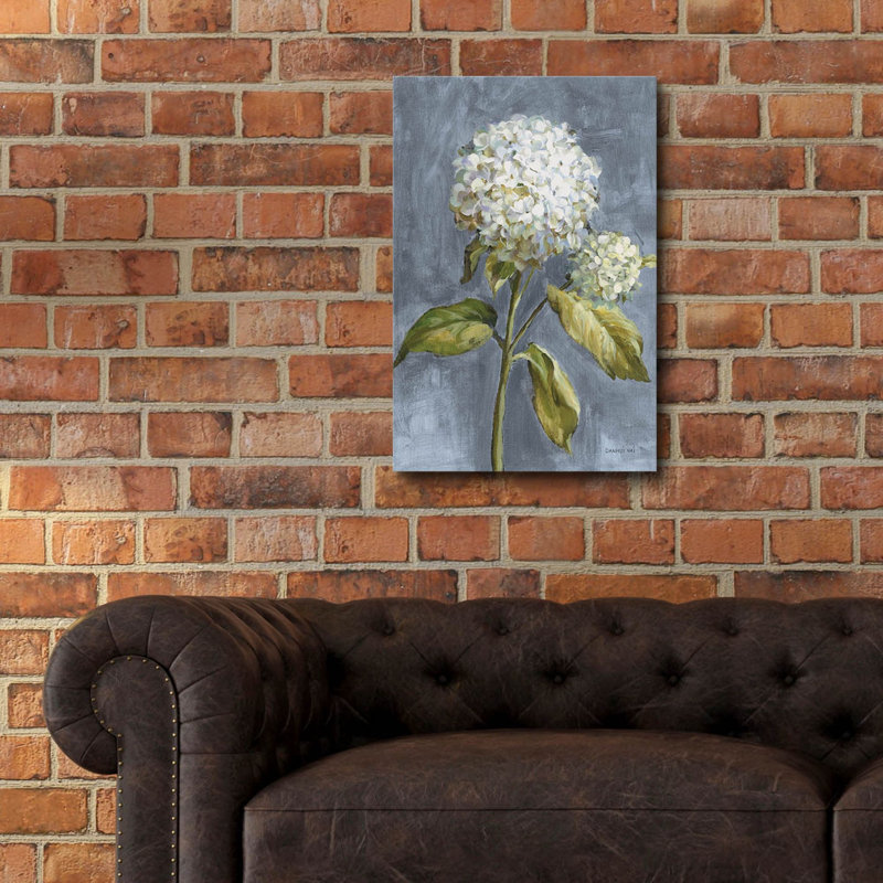 «Hydrangea On Dusty Blue» par Danhui Nai, art mural en verre acrylique, 16 po x 24 po