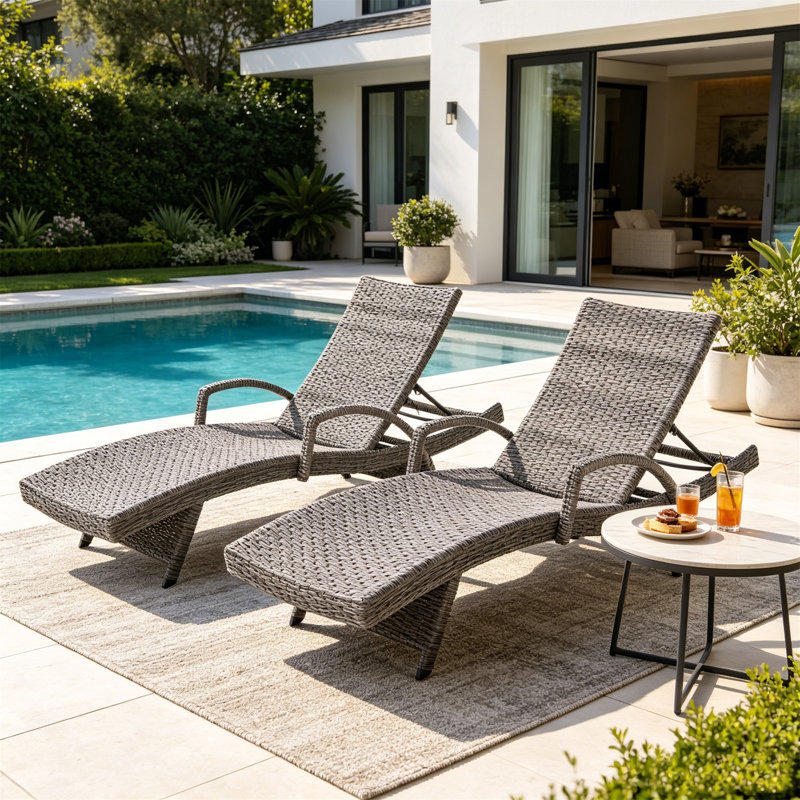 CRETE WICKER CHAISE LOUNGE