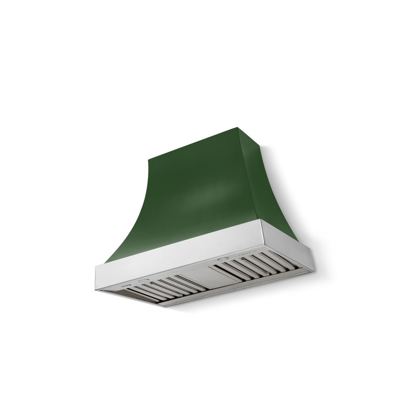 Cascade Series 36" Wide x 30" High Wall Hood 600 CFM, Cornwall Green, Without Banding, Polished Chrome