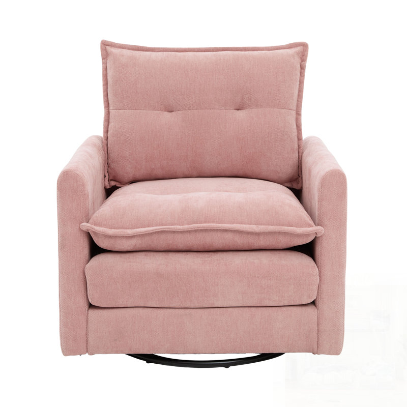 Fauteuil demi-tonneau pivotant - Mid-Century moderne, rembourrage épais, base en métal solide, canapé simple confortable pour le salon et la chambre à coucher