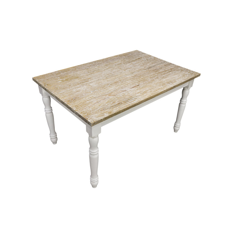 Roseline Pine Solid Wood Dining Table, 79 cm H x 140 cm W x 90 cm D, Antique White