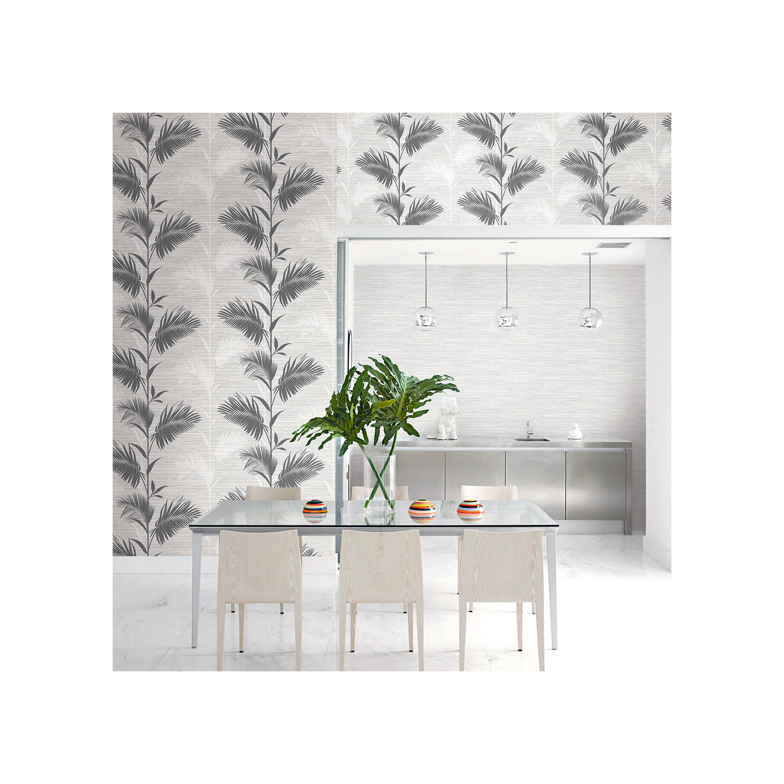 Paonia Modern Floral Wallpaper, Black