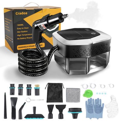 Steam Cleaner Handheld For Home Use, 1800Ml Portable Steamer With 3 Adjustable Levels, 15S Fast Heat-Up For Car Auto Detailing, Grease, Tile, Floor, Kitchen Grout, 19.6Ft Cleaning Radius-White