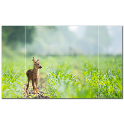 Murale décorative en céramique cerf 8 po x 8 po Deer Photo