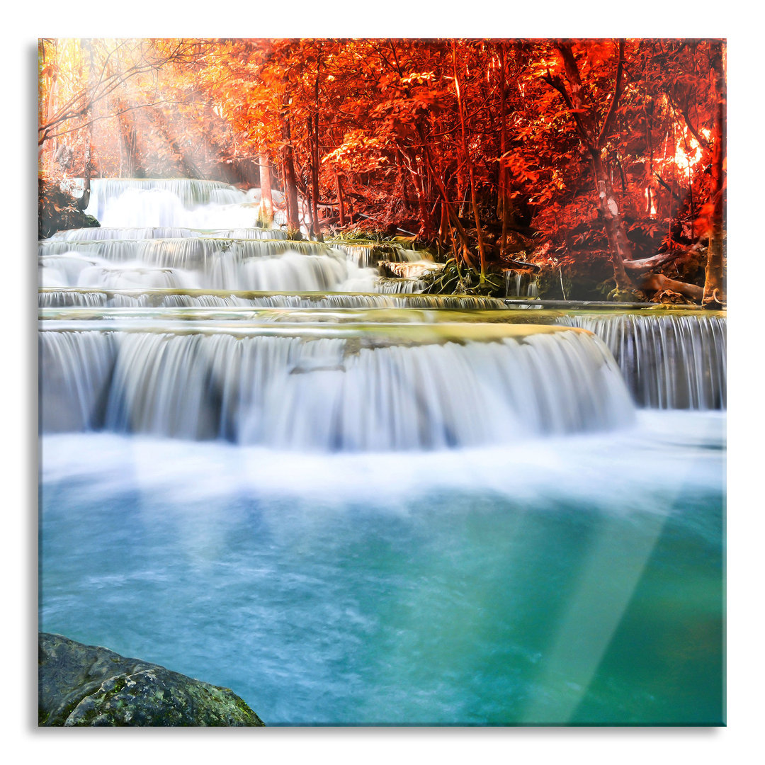 Ungerahmtes Foto auf Glas "Creek in an Autumn Landscape"