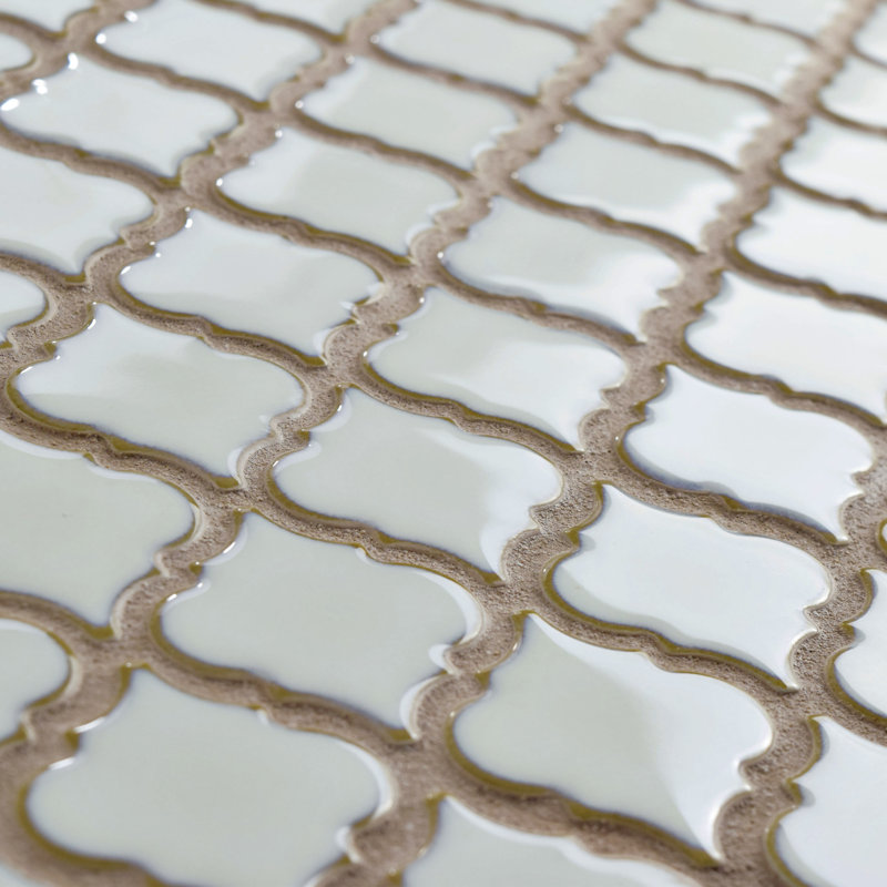 Hudson Tangier 2" x 2" Porcelain Arabesque Mosaic Wall & Floor Tile, Silk White