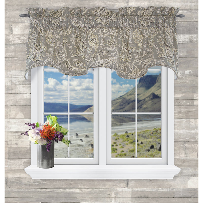 Nithin Cotton Scalloped Window Valance, Pewter
