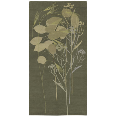 Coconut Flower Hand-Knotted Area Rug in Jade