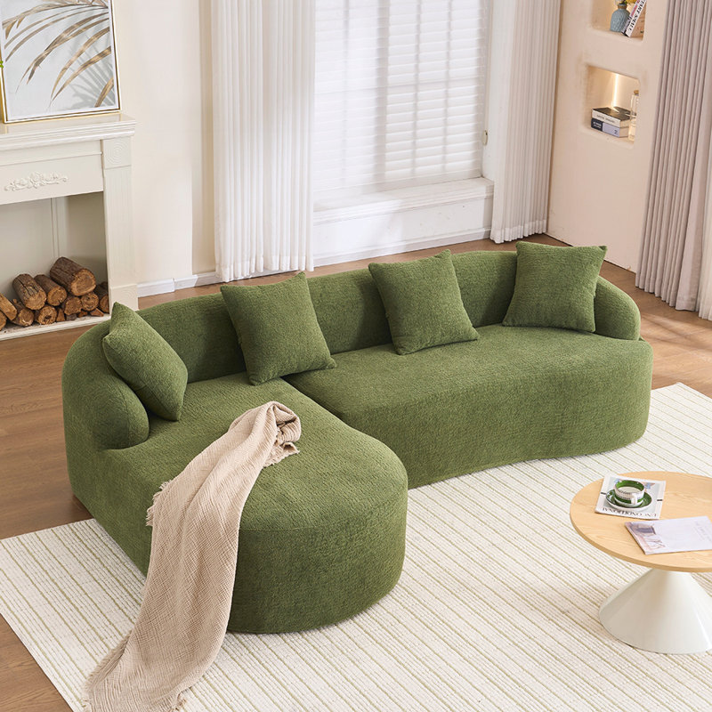 Canapé modulaire en L Chenille, Vert