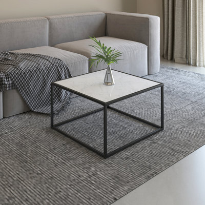 Table carrée chic avec plateau en marbre