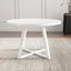 Ensemble de salle à manger 5 pièces Roundhill Furniture Evdo, table ronde à tréteaux et 4 chaises rembourrées, blanc et naturel-1329688576-1329688579