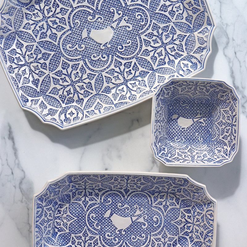Uccello Blu Terra Bianca Rice Bowl