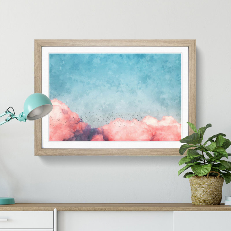 Migrating Birds - Picture Frame Graphic Art Print, Oak Framed, 62cm H x 87cm W x 2cm D