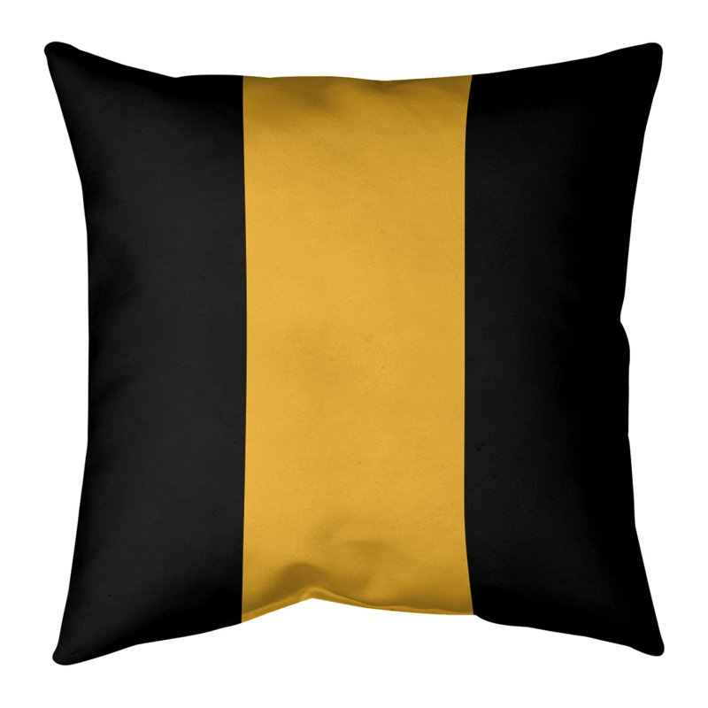 Housse de coussin à rayures los angeles la lin, Noir / or, 16 po x 1 po