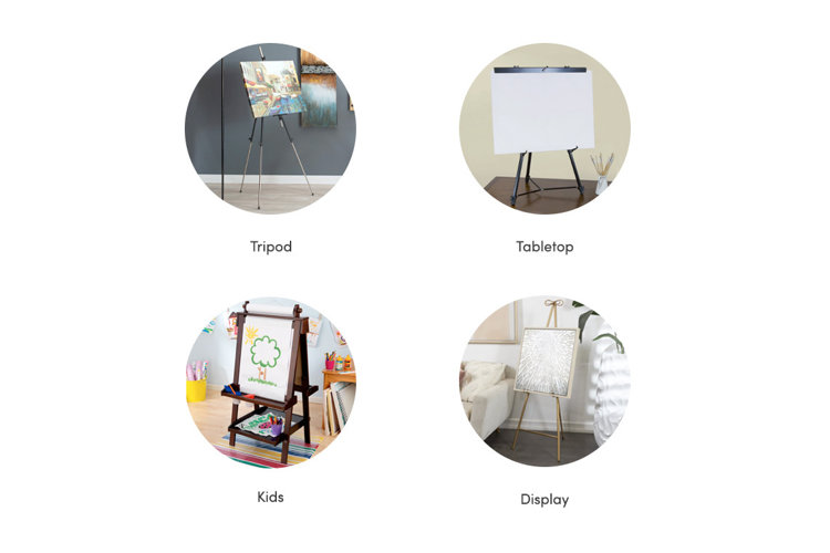 collage of four different types of easels