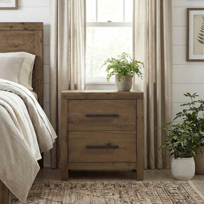Table de chevet rustique moderne avec charge USB intégrée, cadre robuste et rangement spacieux pour les chambres contemporaines