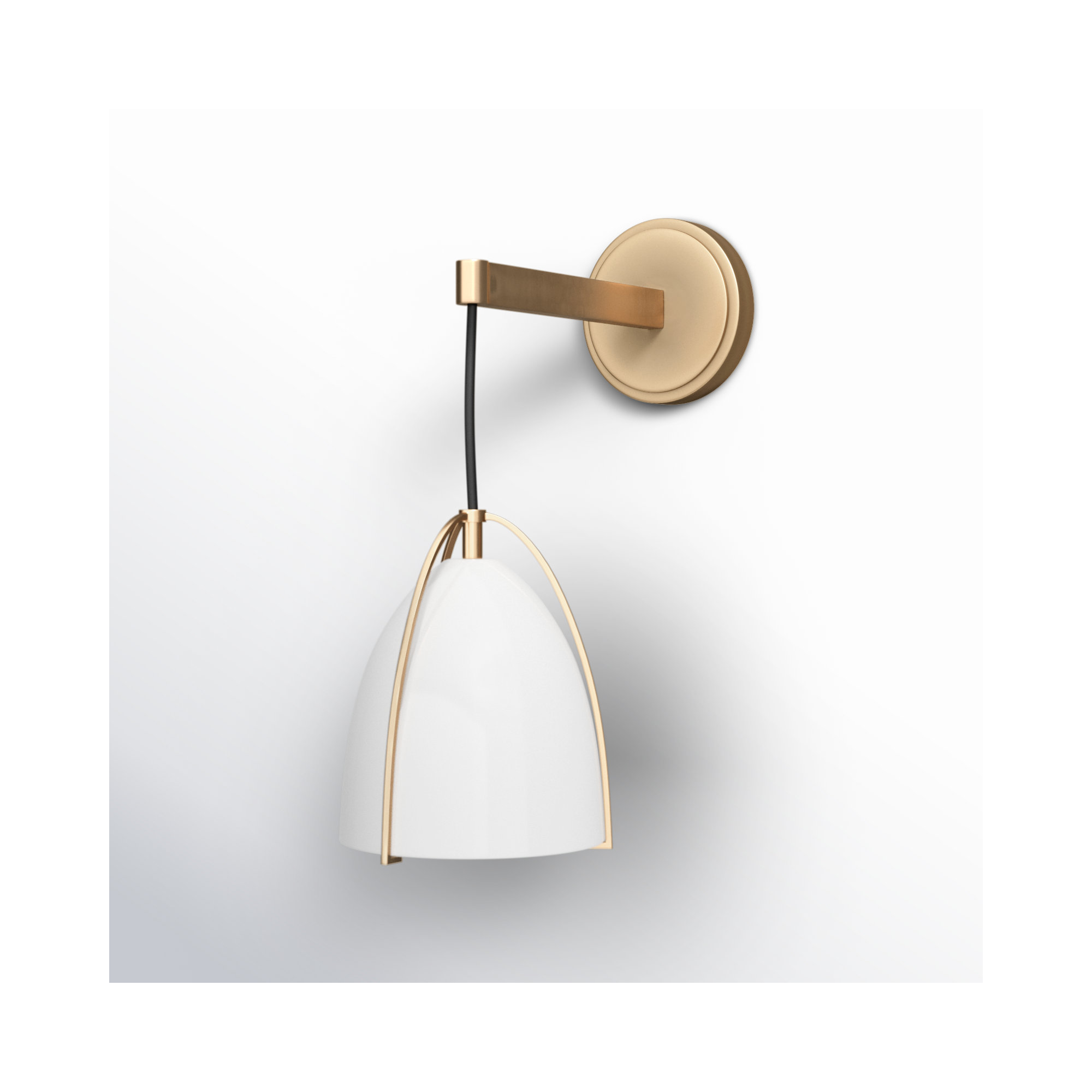 Nikki Single Dimmable Bath Sconce, Steel Matte White, No, Satin Brass
