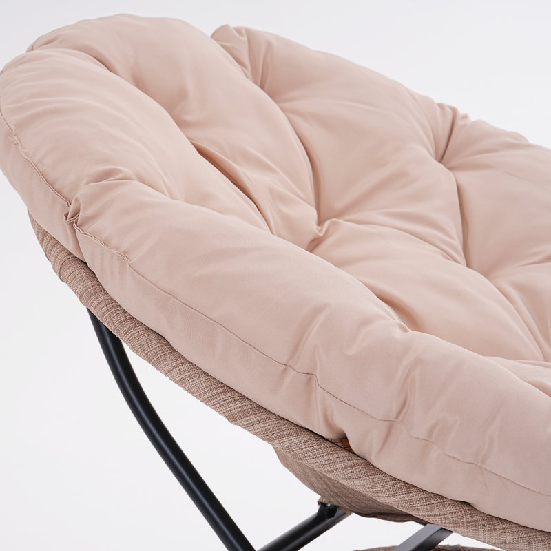 Fauteuil d'appoint ergonomique pivotant à 360 ° avec coussin extra épais et moelleux, fauteuil de salon confortable, Beige