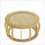 Vintage Rattan Solid Wood Round Coffee Table, Curved Legs Boho Accent for Dining and Living Rooms-129149184