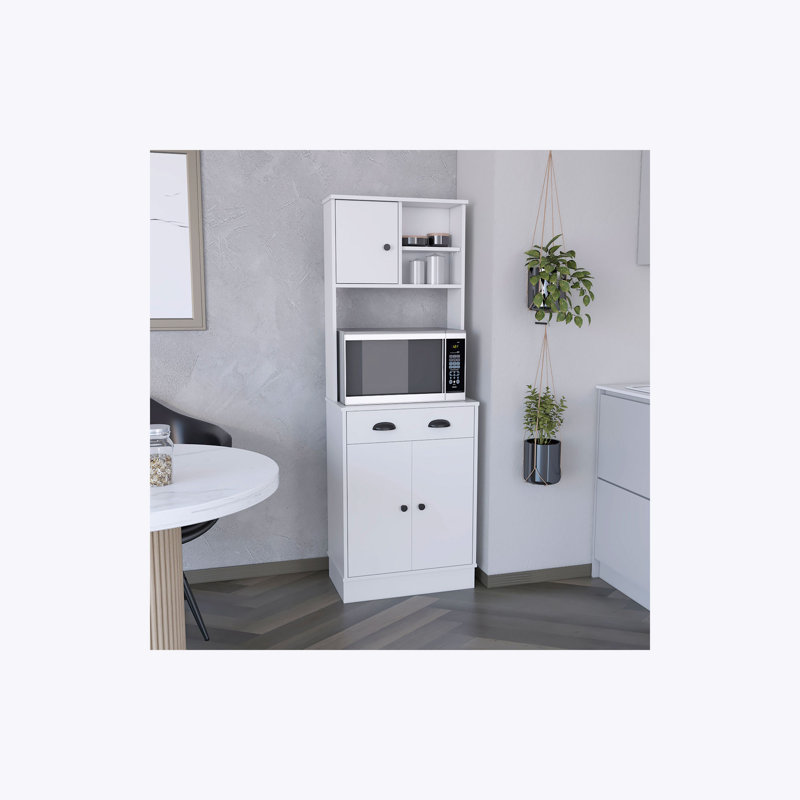 Garde-manger avec tiroir et 3 portes, blanc - Cuisine