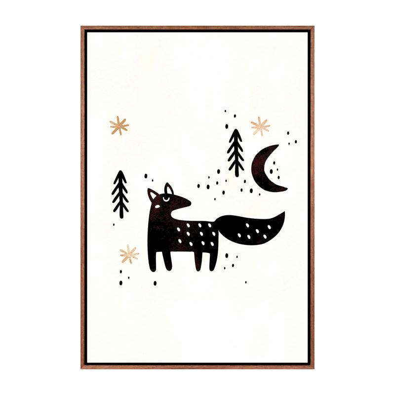 «Little Winter Fox» par Kubistika - Reproduction d'art graphique sur papier encadré, H 26 po x l 18 po x 1,5 po, Pas de tapis