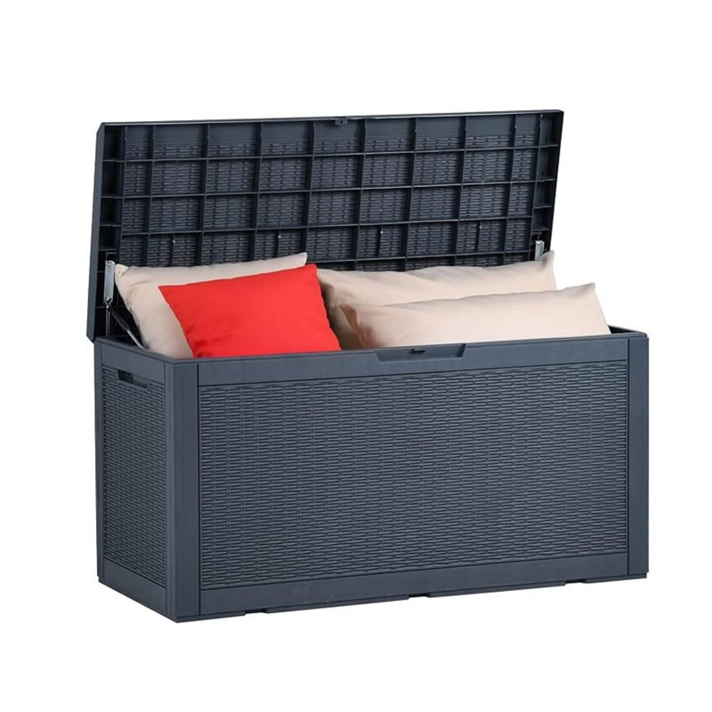 Très grande boîte de rangement pour terrasse - Armoire en résine durable, imperméable et verrouillable pour patio et jardin