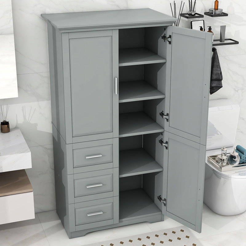 Armoire de salle de bain autoportante fébiya, Gris