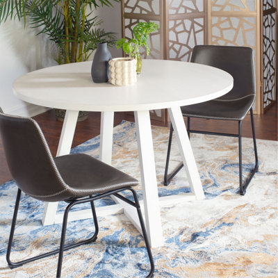 5-Piece Round Dining Set, Trestle Dining Table With 4 Stylish Chairs