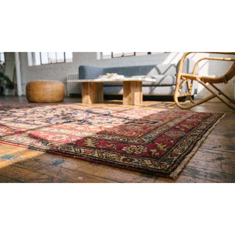 Hand Knotted Wool Area Rug in Blue