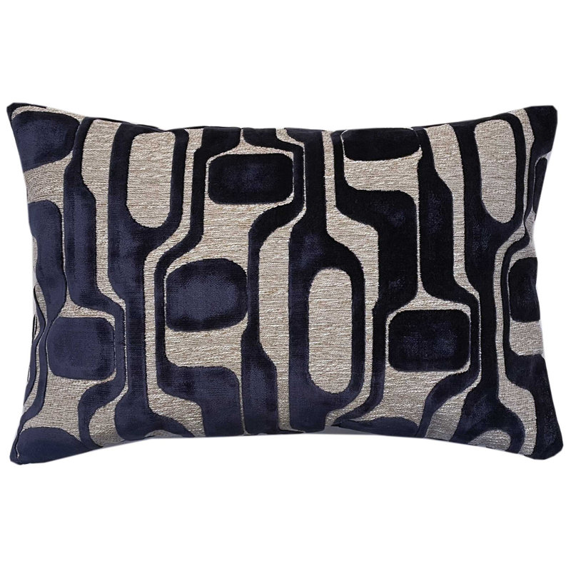 Navy Blue Reversible Raised Velvet Chintamani Pillow Cover & Insert