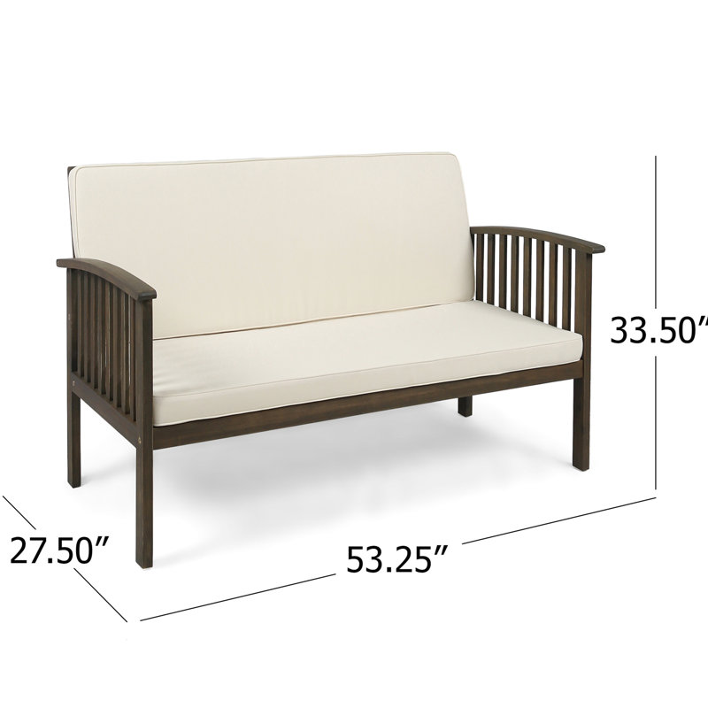 Causeuse en bois riche avec coussins confortables pour la cour, 40,94 lb de poids, Crème, crème, Gris